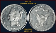 1868 $10 J-663 PR64