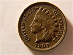 1907 1C Indian Head Penny XF