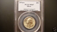 1976-S 25C Silver MS67