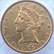 1847 $5 AU50
