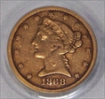 1868-S $5 VF30