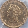 1857-S $2.50 AU55