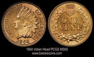 1864 1C Copper-Nickel MS65
