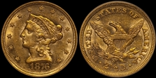 1876-S $2.50 AU58