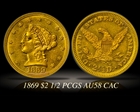 1869 $2.50 AU58