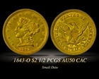1843-O $2.50 Small Date AU50