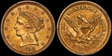 1858 $2.50 MS62
