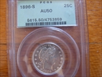 1896-S 25C AU50