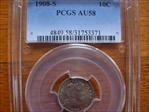 1908-S 10C AU58