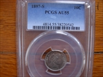 1897-S 10C AU55