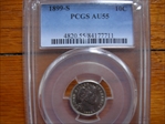 1899-S 10C AU55