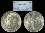 1961-D 10C MS67