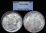 1918-D 10C MS64