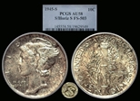 1945-S 10C S/Horiz S FS-503 AU58