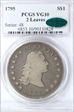 1795 $1 Flowing Hair, 2 Leaves VG10