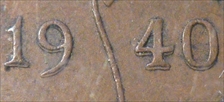 1940 1C Re-Engraved Date XF40BN