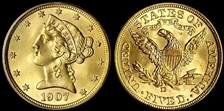 1907-D $5 MS66