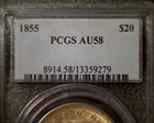 1855 $20 AU58