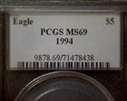 1994 $5 Gold Eagle MS69