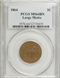 1864 2C Large Motto MS64BN