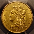 1834 $5 Classic Head, Crosslet 4 MS61