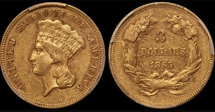1865 $3 AU58