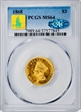 1868 $3 MS64