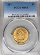 1907 $5 MS63