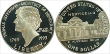 1993-P $1 Jefferson MS70