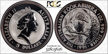 1991 $5 Kookaburra KM-138  Ag MS70