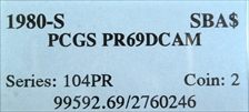 1980-S SBA$1 PR69DCAM