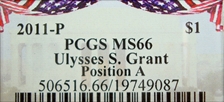 2011-P $1 Ulysses S. Grant Position A MS66