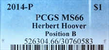 2014-P $1 Herbert Hoover Position B MS66