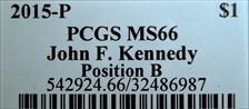 2015-P $1 John F. Kennedy Position B MS66