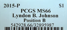2015-P $1 Lyndon B. Johnson Position B MS66