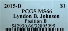 2015-D $1 Lyndon B. Johnson Position B MS66