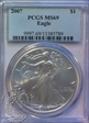 2007 $1 Silver Eagle MS69