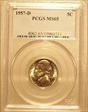 1957-D 5C MS65