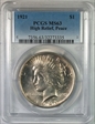 1921 $1 High Relief, Peace MS63