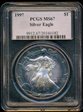 1997 $1 Silver Eagle MS67