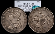 1831 25C B-5, Large Letters AU55