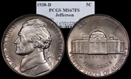 1938-D 5C Jefferson MS67FS