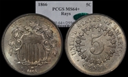 1866 5C Rays MS64+
