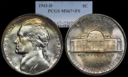 1943-D 5C MS67+ FS
