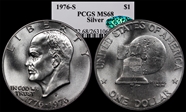 1976-S $1 Silver MS68
