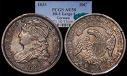 1834 10C JR-1 Large 4 AU58