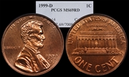 1999-D 1C MS69RD PL