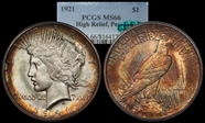 1921 $1 High Relief, Peace MS66
