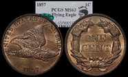 1857 1C Flying Eagle MS63