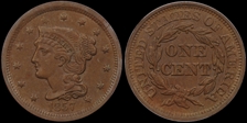 1857 1C Small Date AU55BN